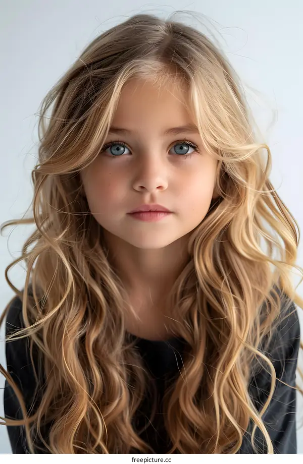 Portrait of a Young Girl with Long Blonde Hair
