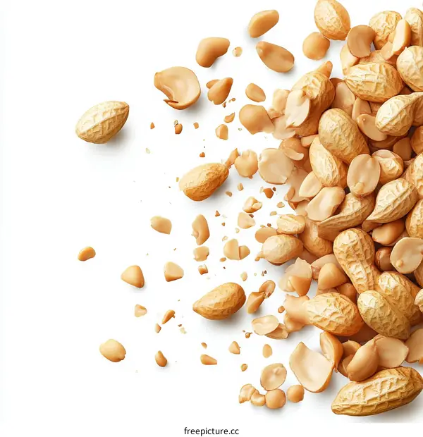 Peanuts Scattering on White Background