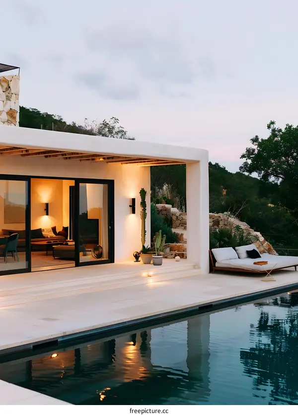 Modern Minimalist House with Pool and Sunset View