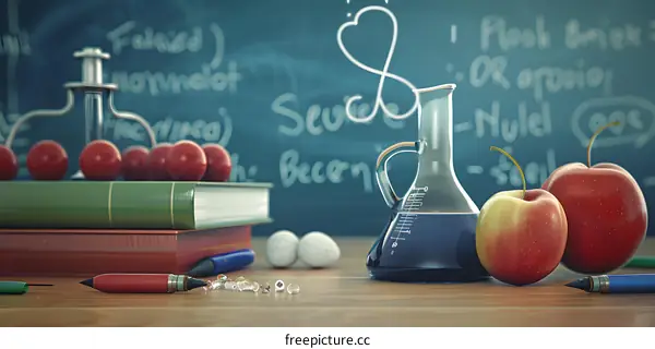 Science and Education Still Life with Apples and Books