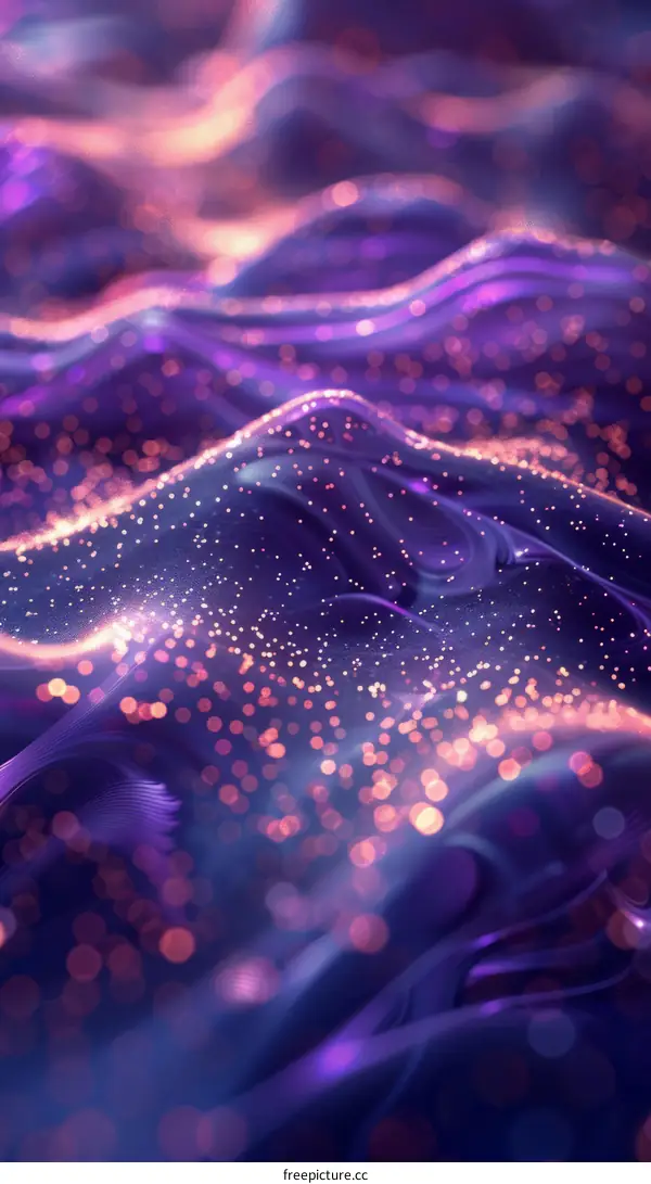 Purple pink blue abstract glowing light waves with bokeh lights