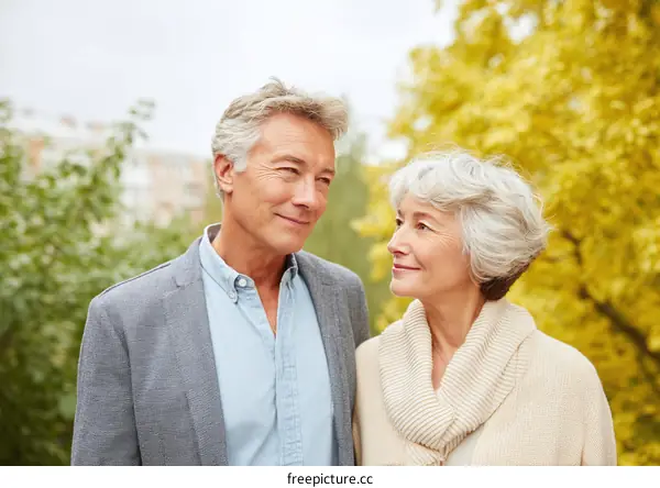 Affectionate Senior Couple Outdoors