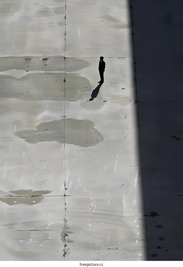 Silhouette of Man Standing on Concrete Surface