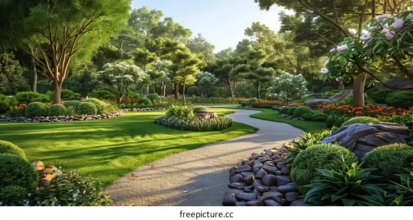 Beautiful Garden Landscape Design Illustration