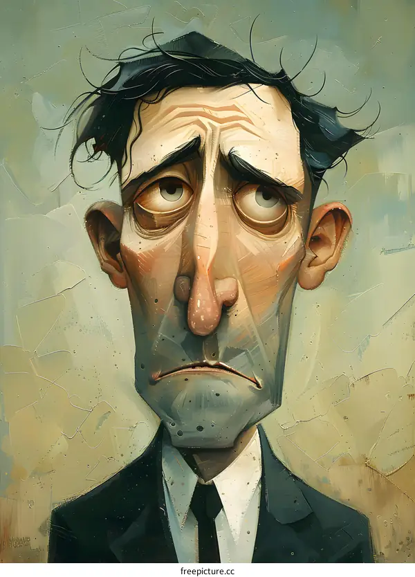 A painting of a man with a long face