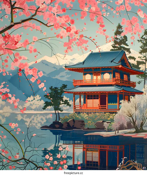 Japanese Temple in Spring