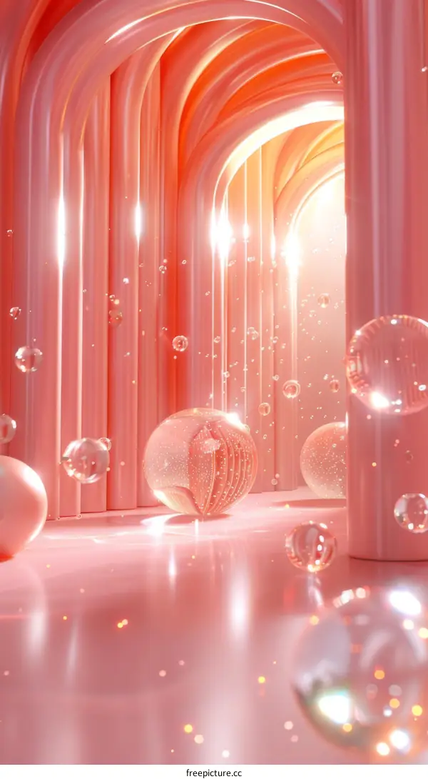 Pink Archway with Sparkling Bubbles