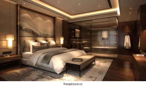 Luxury Modern Bedroom Interior Design Illustration