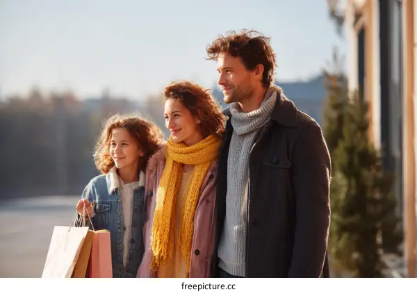 Family Shopping Day Out in Autumn