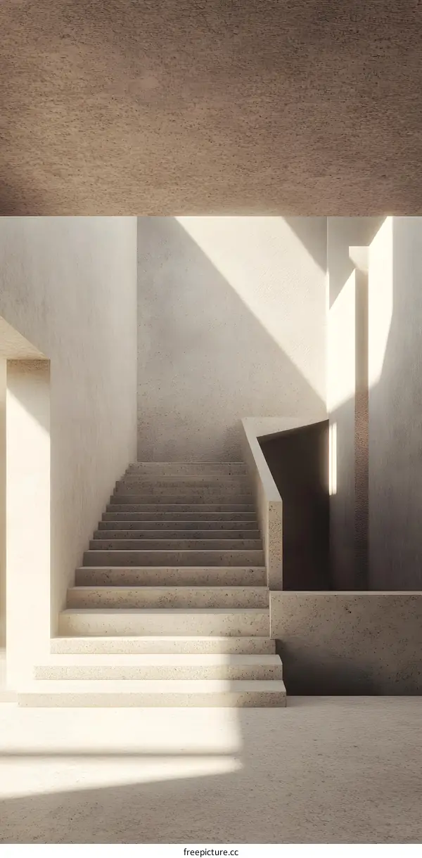 Minimalist Modern Concrete Staircase with Light