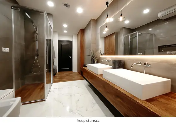 Modern Luxury Bathroom Design with Double Sinks