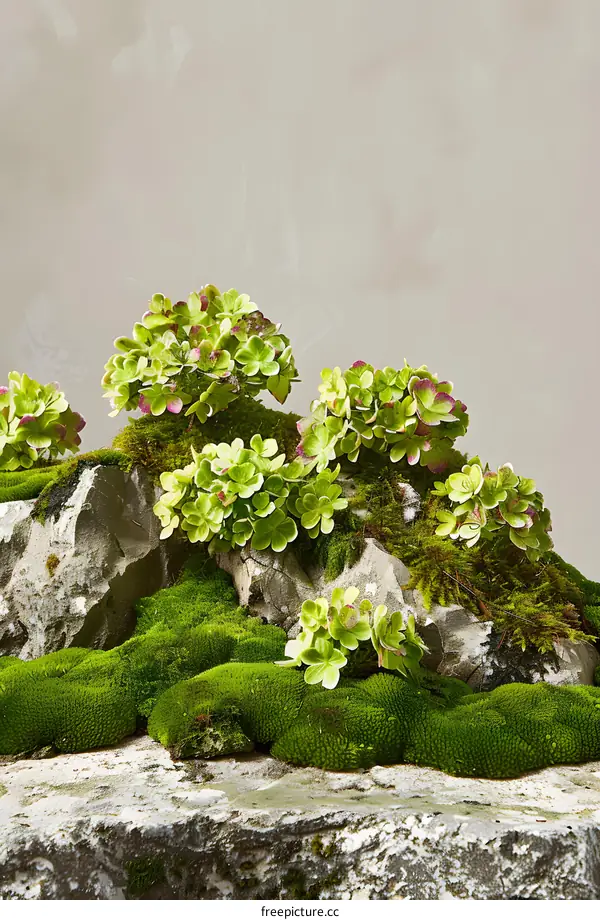 Green Moss and Rocks