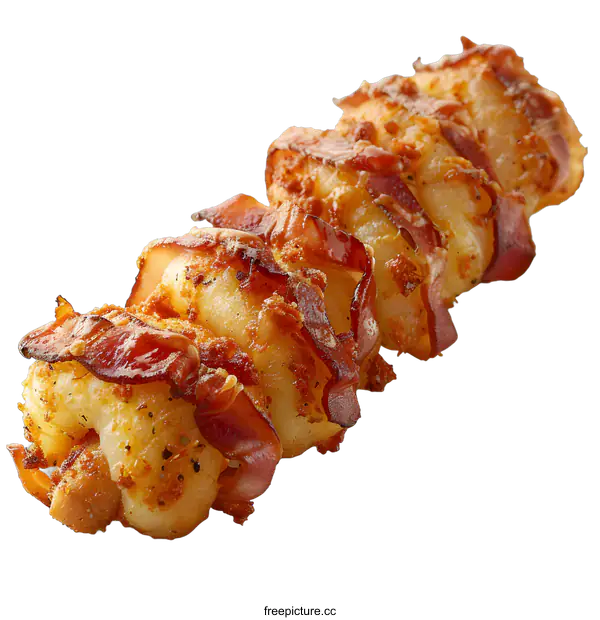 [Transparent Background PNG]Delicious Potato and Bacon Skewer on White Background