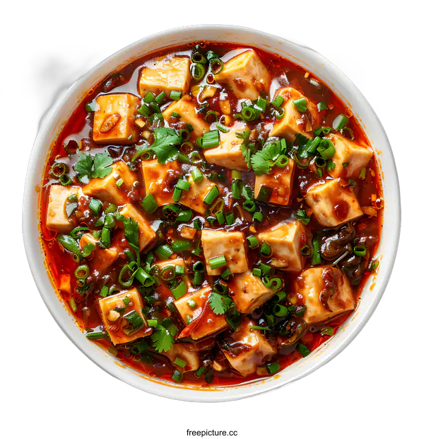 [Transparent Background PNG]Mapo tofu in white bowl isolated on white background