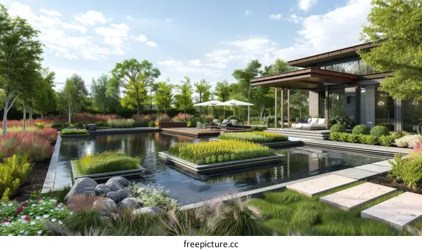 Luxury Modern House with Pool and Garden