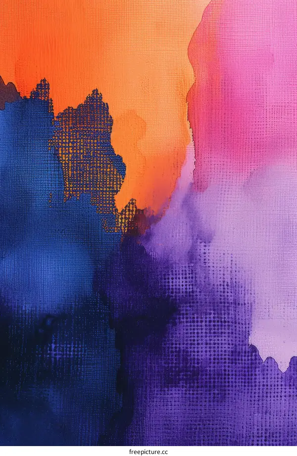 Abstract Blue and Purple Watercolor Painting