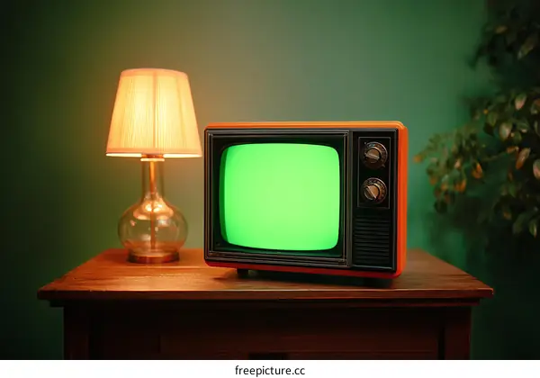 Vintage Retro Television and Lamp Still Life