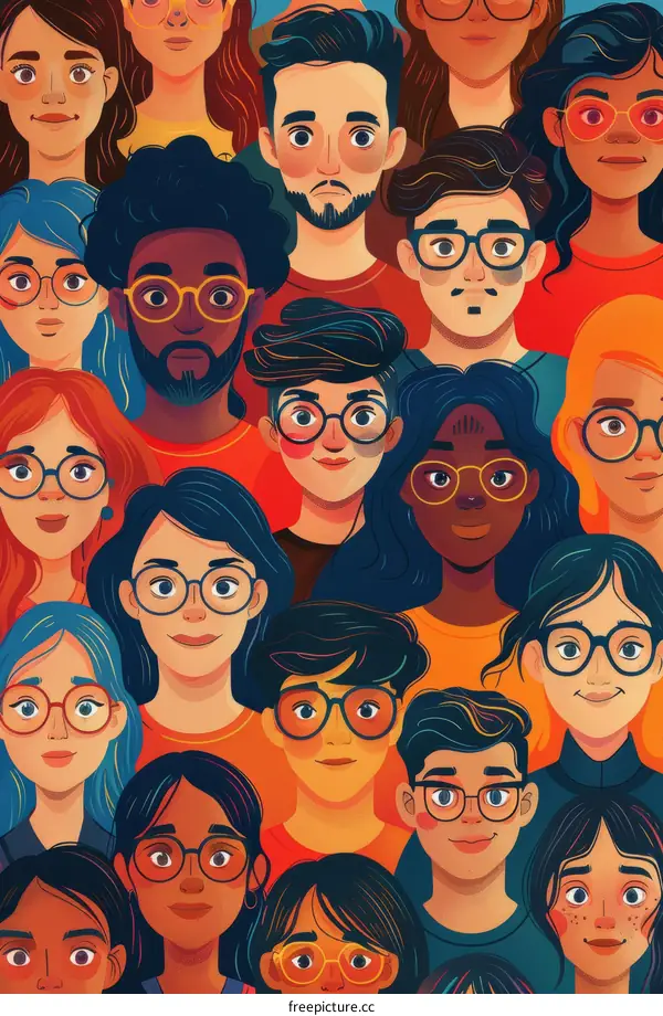 A diverse group of people with glasses