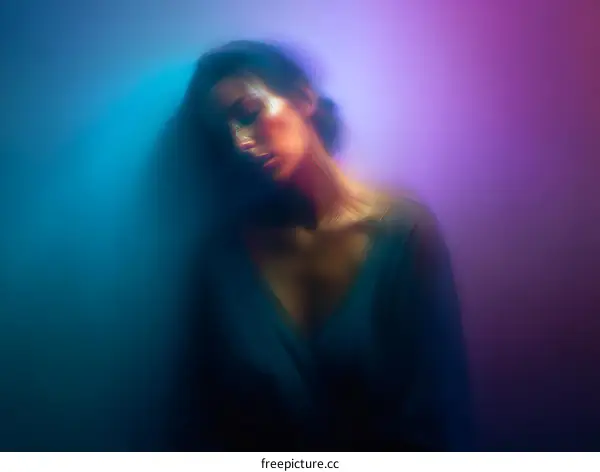 Woman in a Mystical Gradient Light Portrait