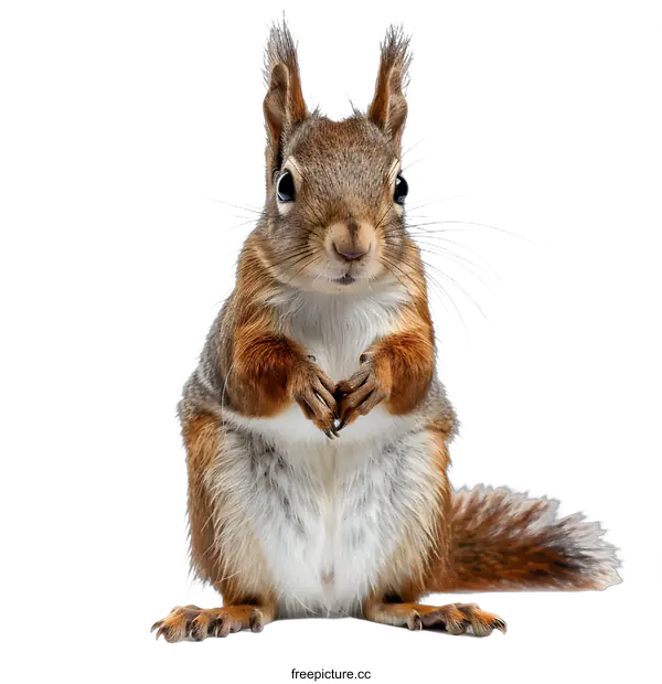 [Transparent Background PNG]Cute Red Squirrel Sitting On White Background