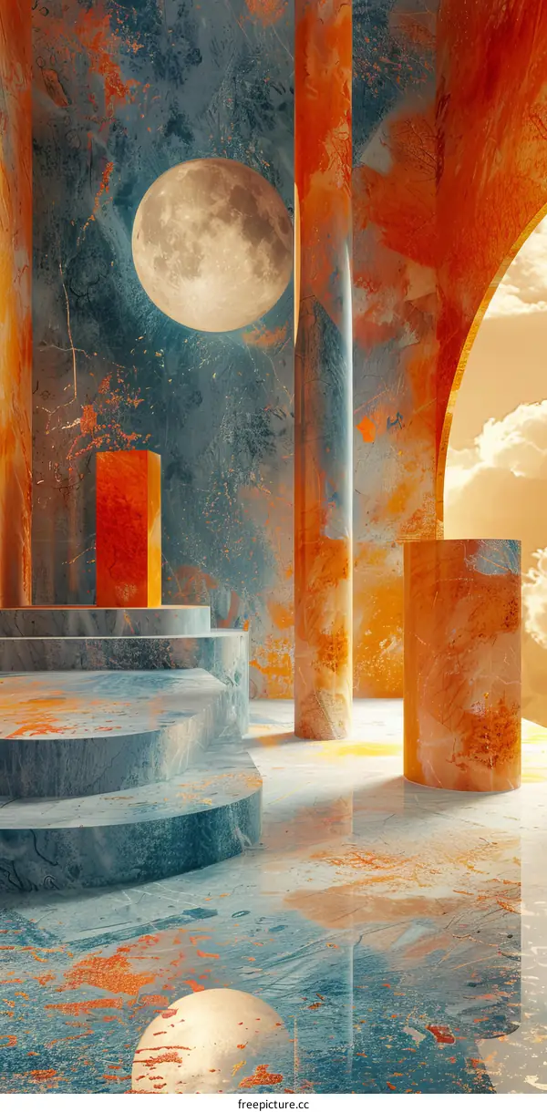 Abstract Interior with Full Moon