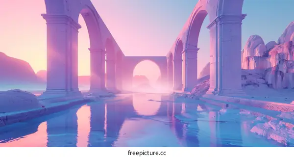 Abstract Purple Archway with Water Reflection