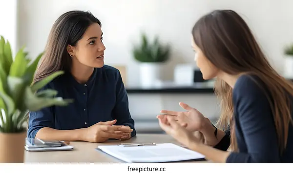 Two Caucasian Women in a Business Meeting