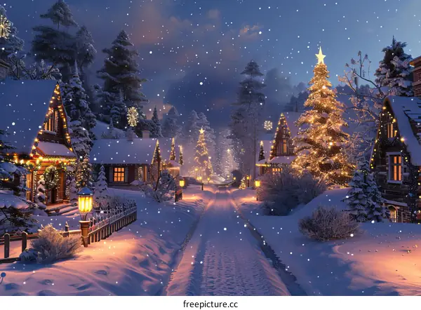 Winter Wonderland Christmas Village Scene