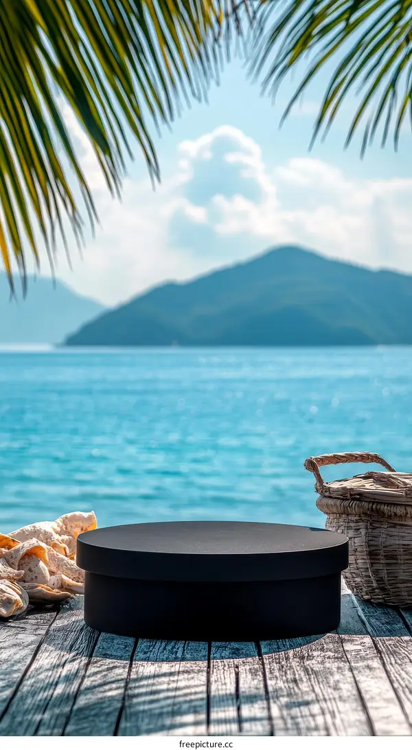 Tropical Beach Scene Product Display