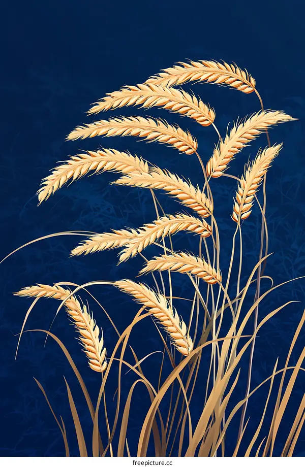 Wheat Ears on a Blue Background Illustration