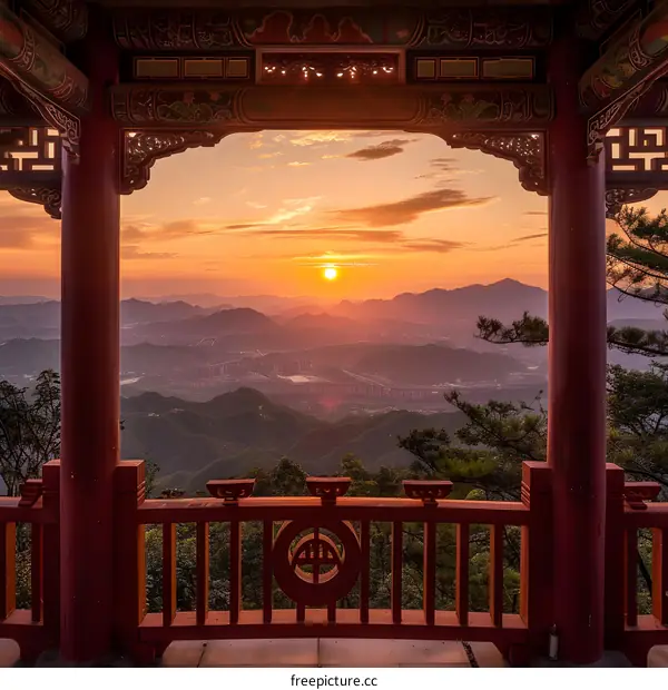 sunset at the mountain pavilion