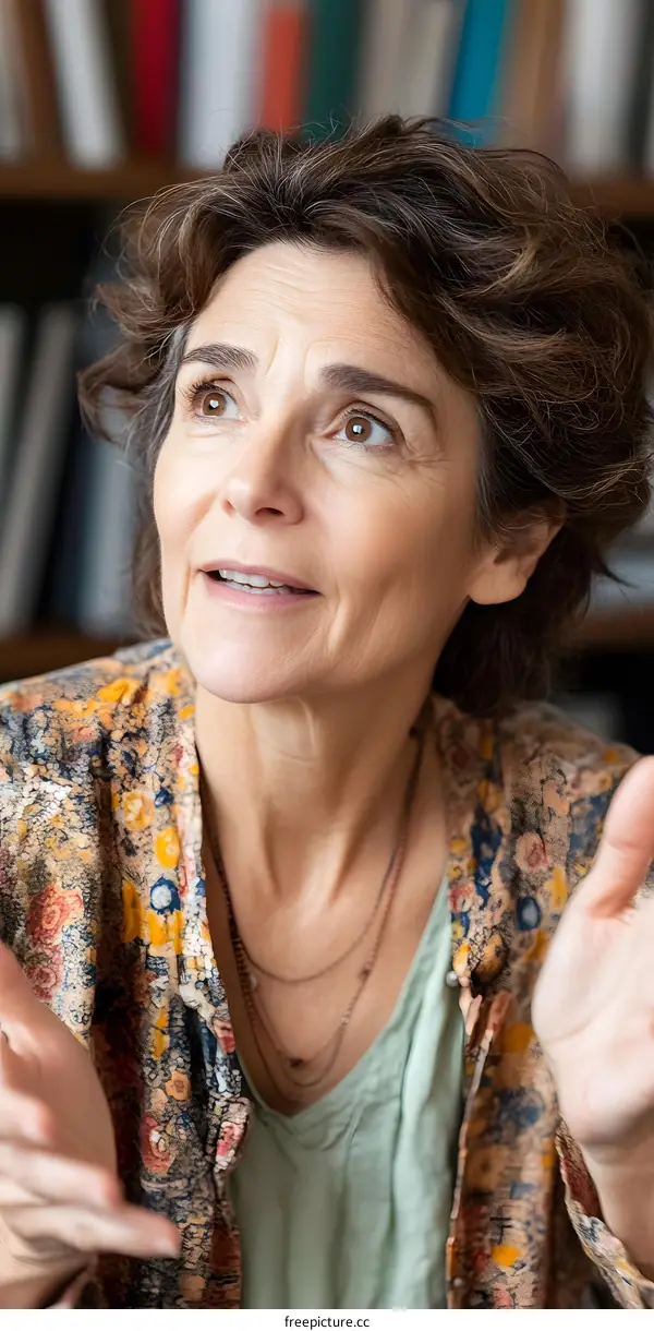 Close Up Portrait of a Caucasian Woman with Curly Hair