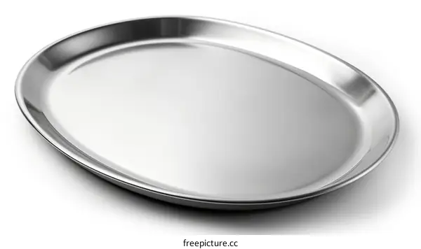 An illustration of an oval stainless steel serving tray