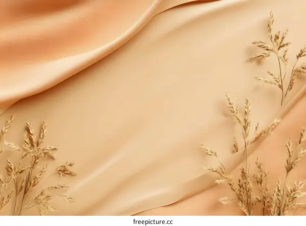 Minimalist Beige Background with Dried Grass