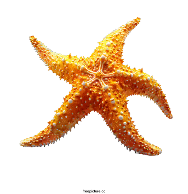 [Transparent Background PNG]A 3D rendering of an orange starfish