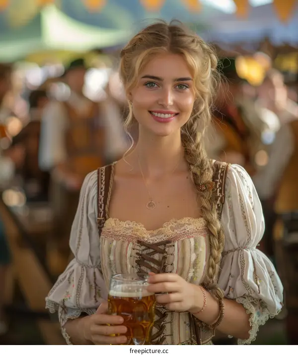 portrait of a young woman at an Oktoberfest celebration