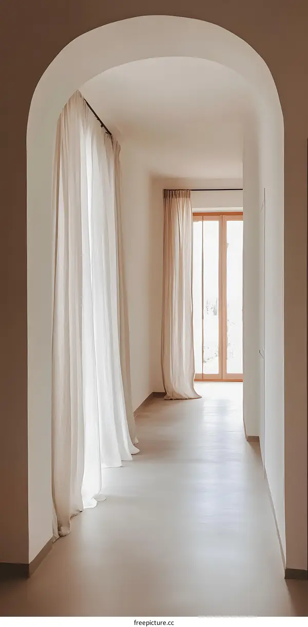 Minimalist White Curtains in a Modern Home Interior
