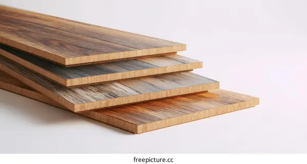 Wooden Flooring Tiles Displayed in Layers