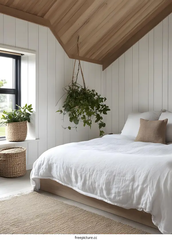 Modern Farmhouse Bedroom Interior Design With White Walls