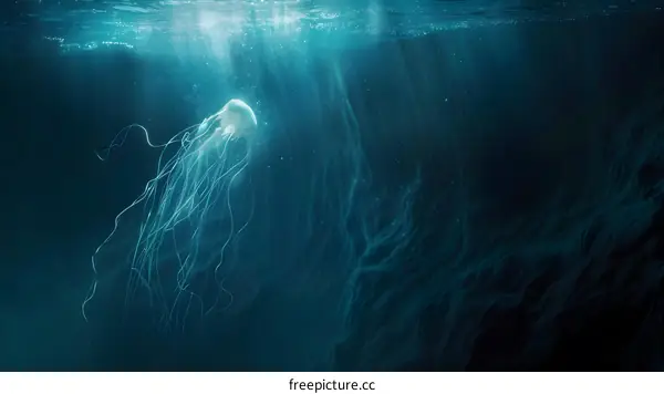 Underwater Jellyfish with Light Rays