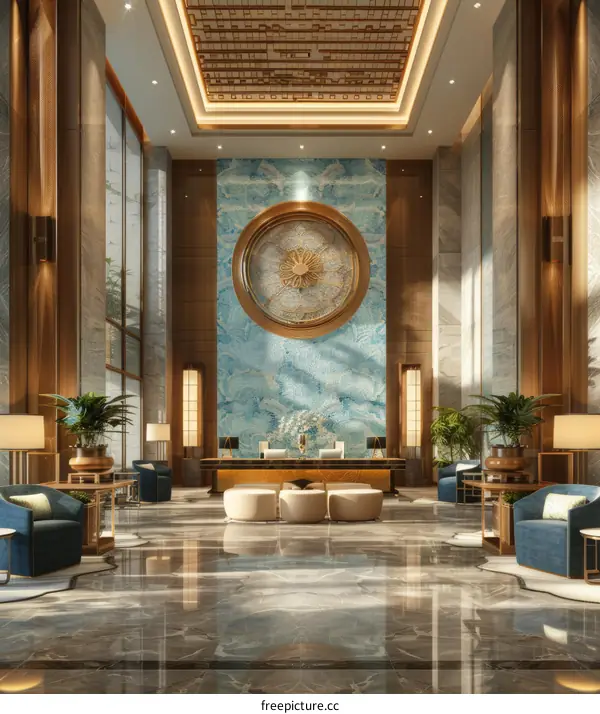 Luxury Hotel Lobby Interior Design Illustration