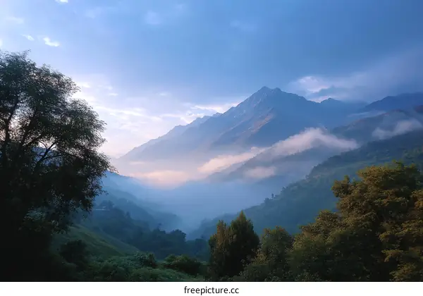 Misty Mountain Valley at Dawn
