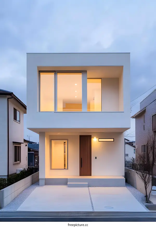 Modern Minimalist Two Story House With Large Windows