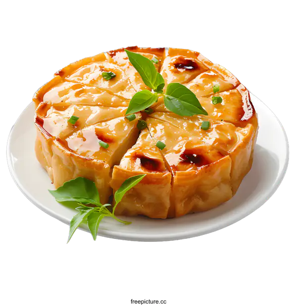 [Transparent Background PNG]Delicious golden pie on a plate