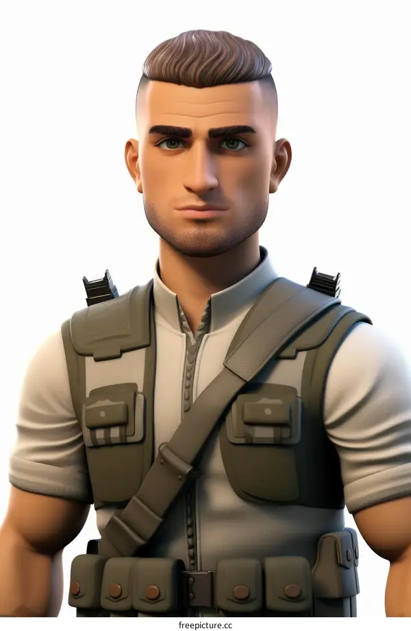 A male soldier with a gun