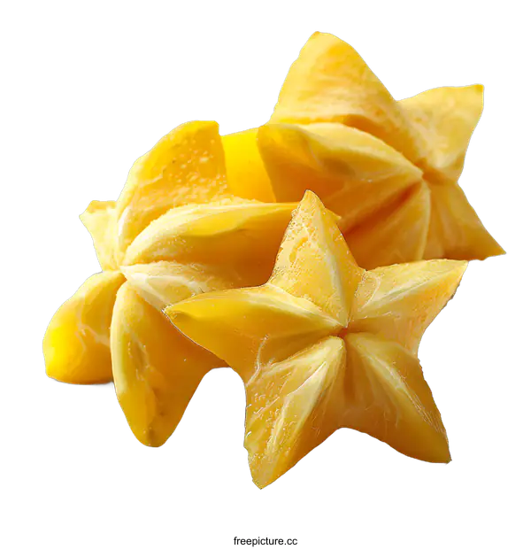 [Transparent Background PNG]Fresh Starfruit Slices on White Background