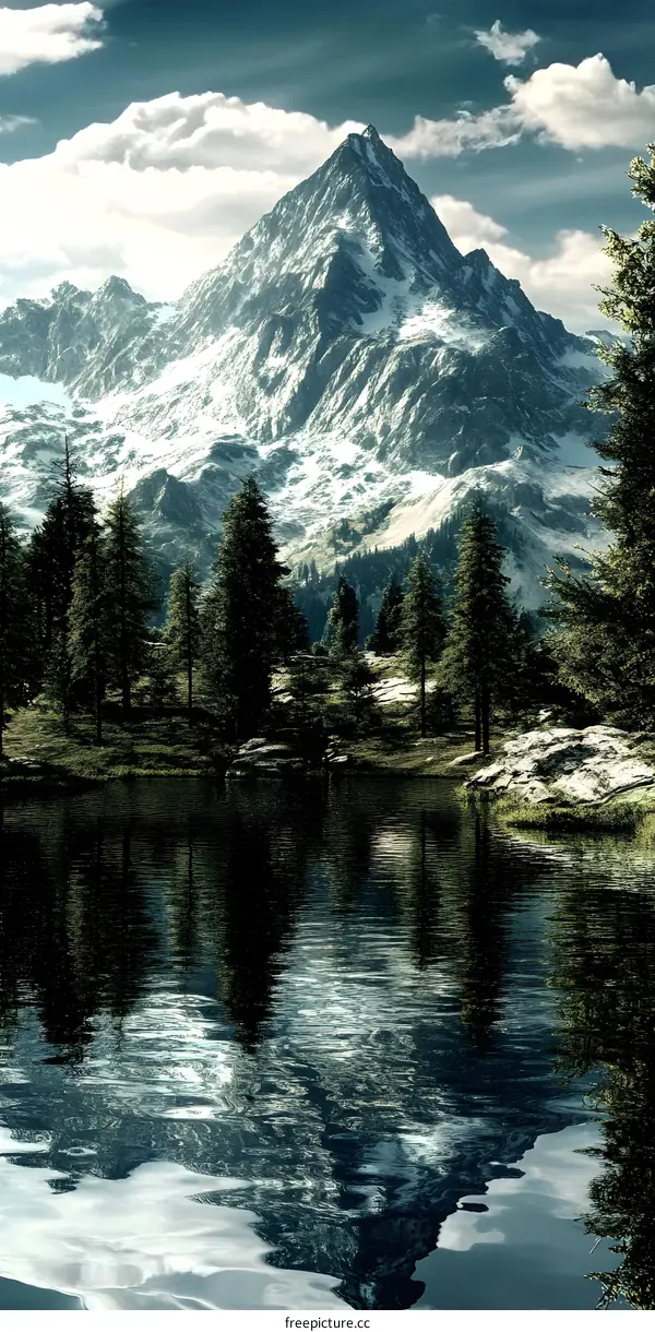 Majestic Mountain Reflection In Still Water