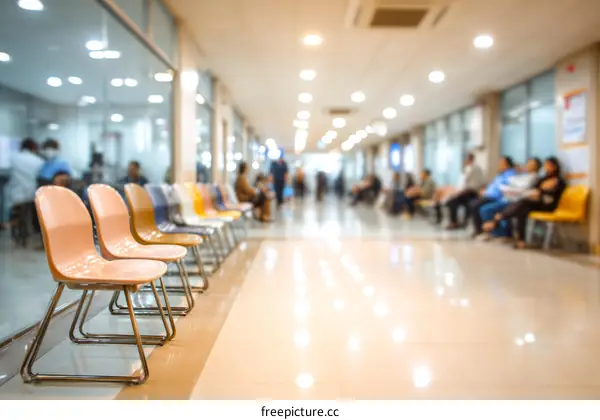 Hospital Waiting Area Blurred View with Multiple People