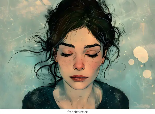 Portrait of a young woman with her eyes closed