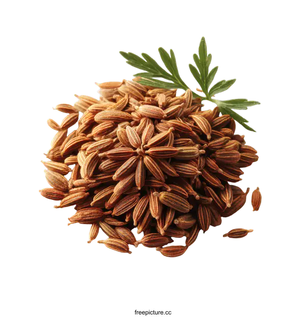 [Transparent Background PNG]Closeup of Cumin Seeds with Parsley